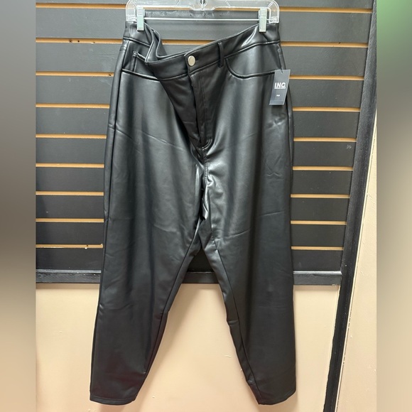 INC International Concepts Black Faux Leather Pants 20W NWT